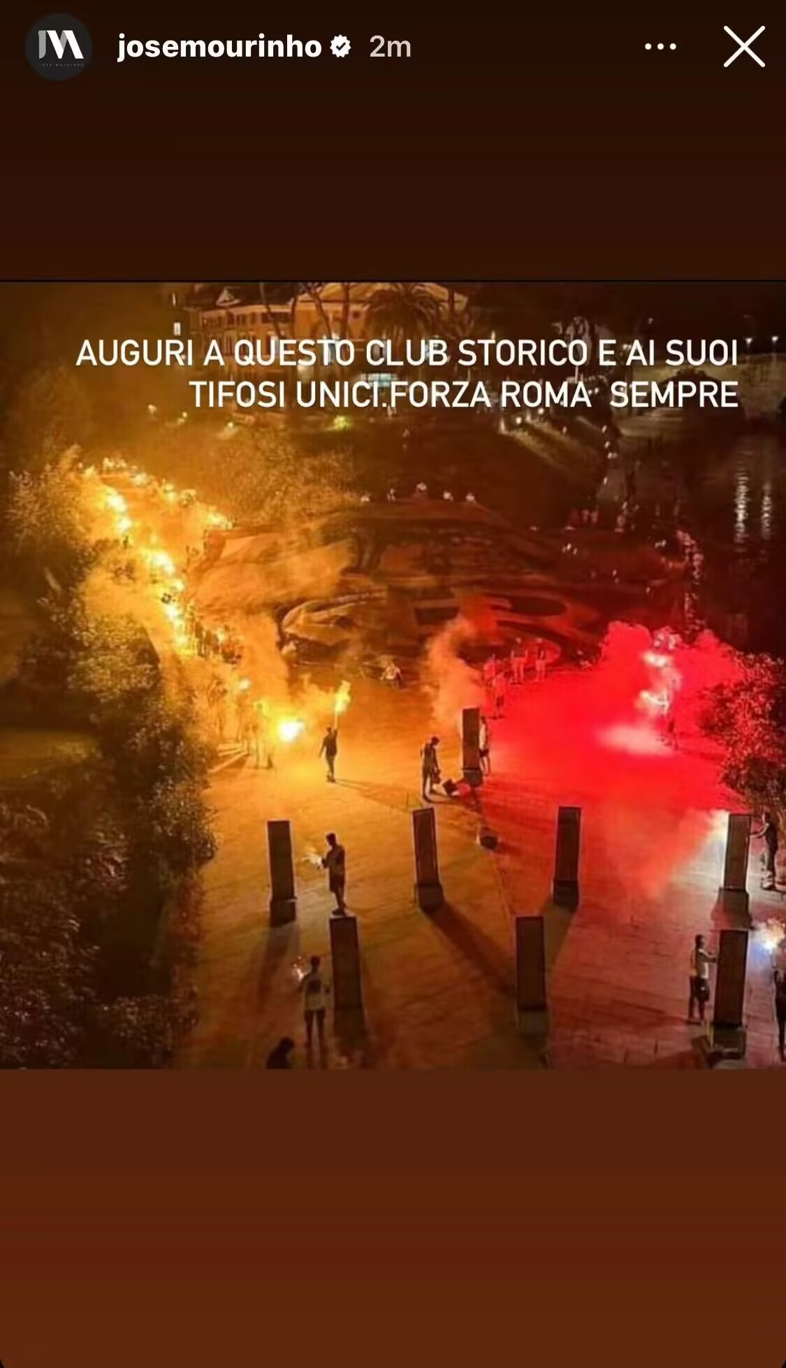 穆帅庆祝罗马俱乐部成立96周年：向俱乐部和球迷致以最良好的祝愿